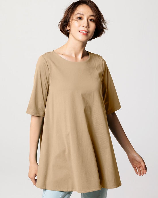 フレアAライン／5分袖・ドゥクラッセTシャツファイン