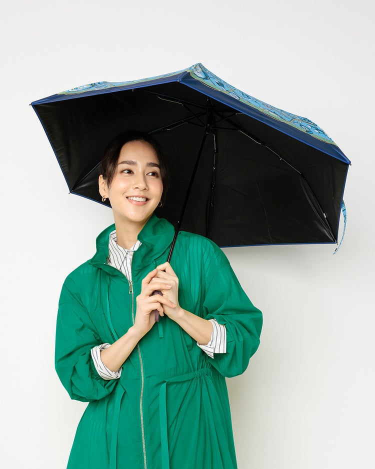 晴雨兼用・折り畳み傘／プリント柄 詳細画像 ネイビーマルチ 1