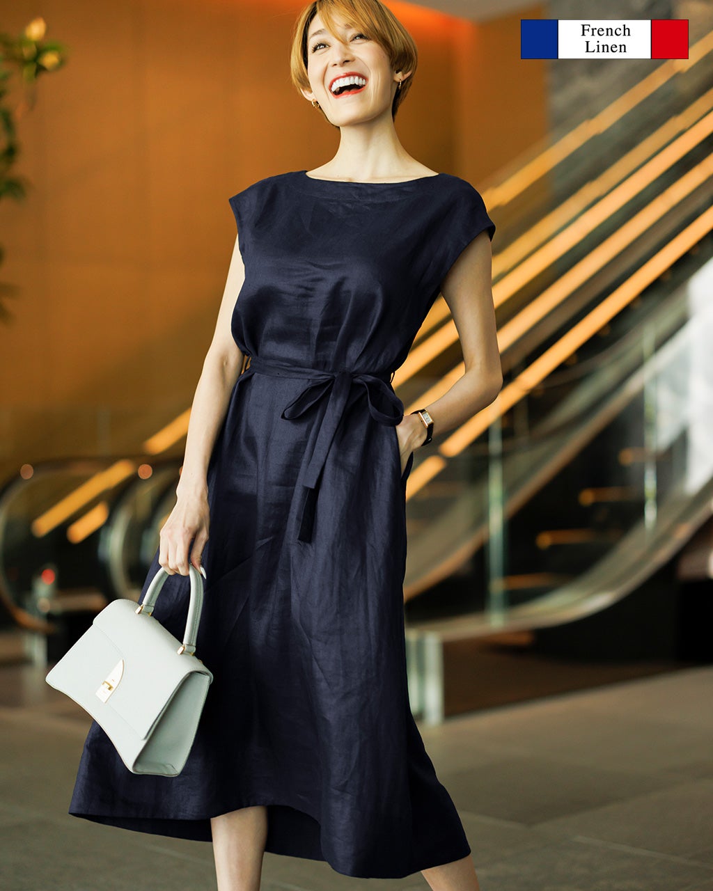 Deuxieme Classe / ドゥーズィエムクラス | 2020SS | Linen Madam Dress リネン マダム ドレス カシュクール ワンピース | F | ブルー | レディースなし裏地