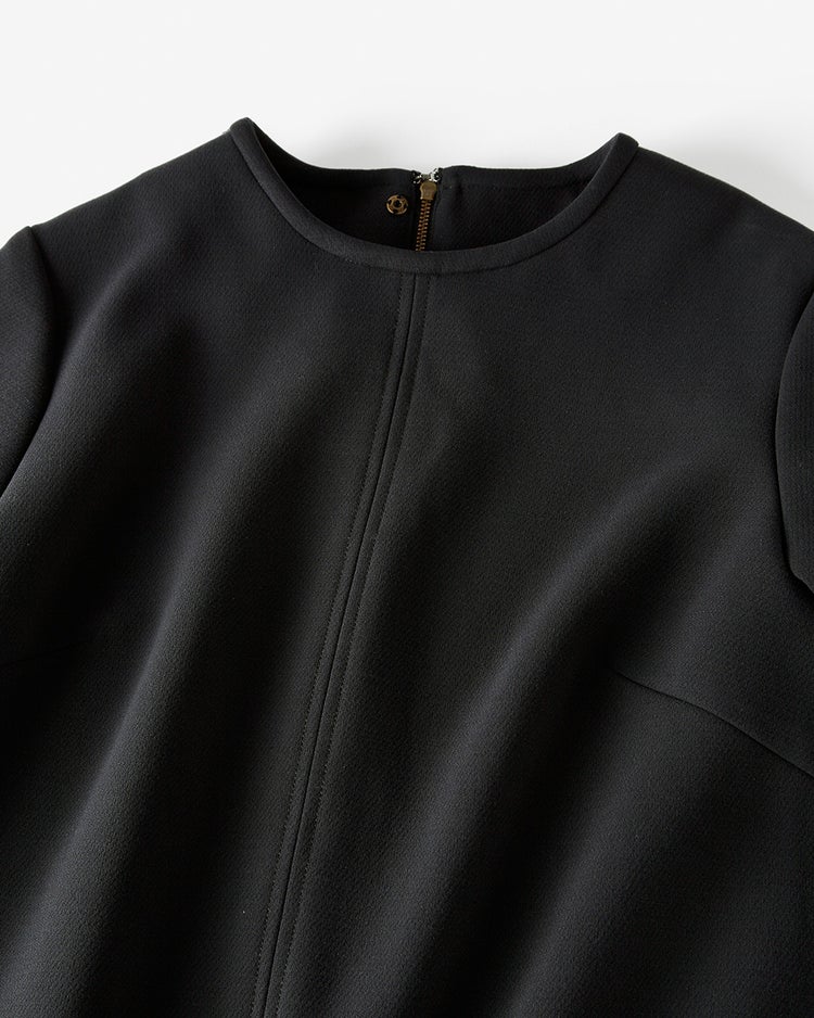 二重織りカルゼ・衿付きワンピース/６分袖 詳細画像 ブラック 5