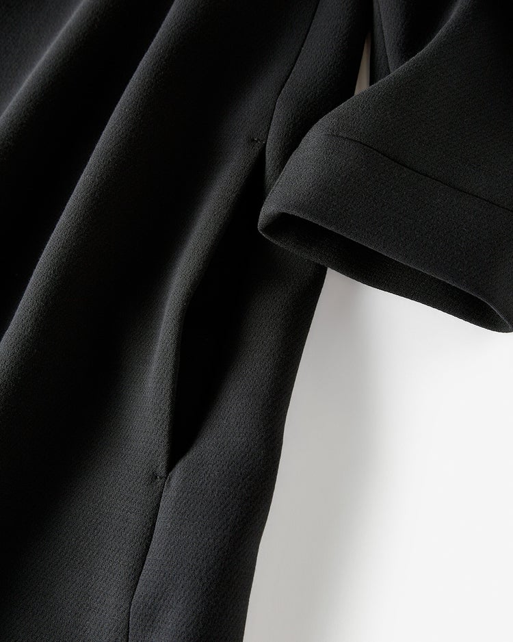二重織りカルゼ・衿付きワンピース/６分袖 詳細画像 ブラック 6