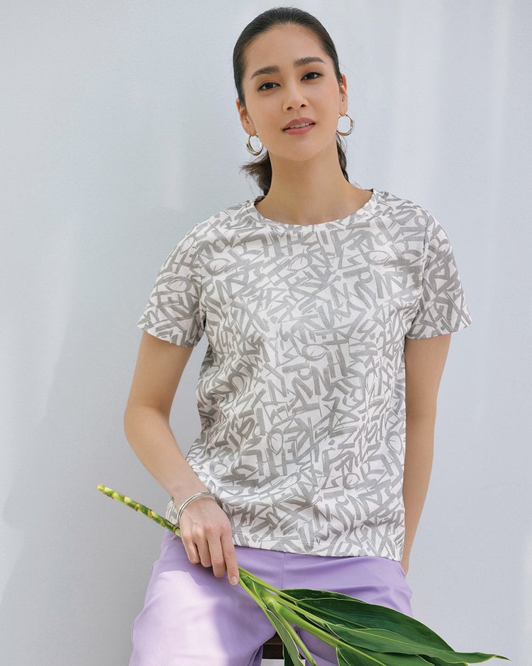 スムースコットン・モダンパターンTシャツ 詳細画像 シルバー 1