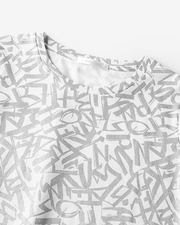 スムースコットン・モダンパターンTシャツ 詳細画像 シルバー 2