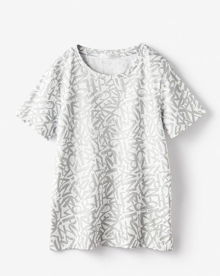 スムースコットン・モダンパターンTシャツ 詳細画像 シルバー 4