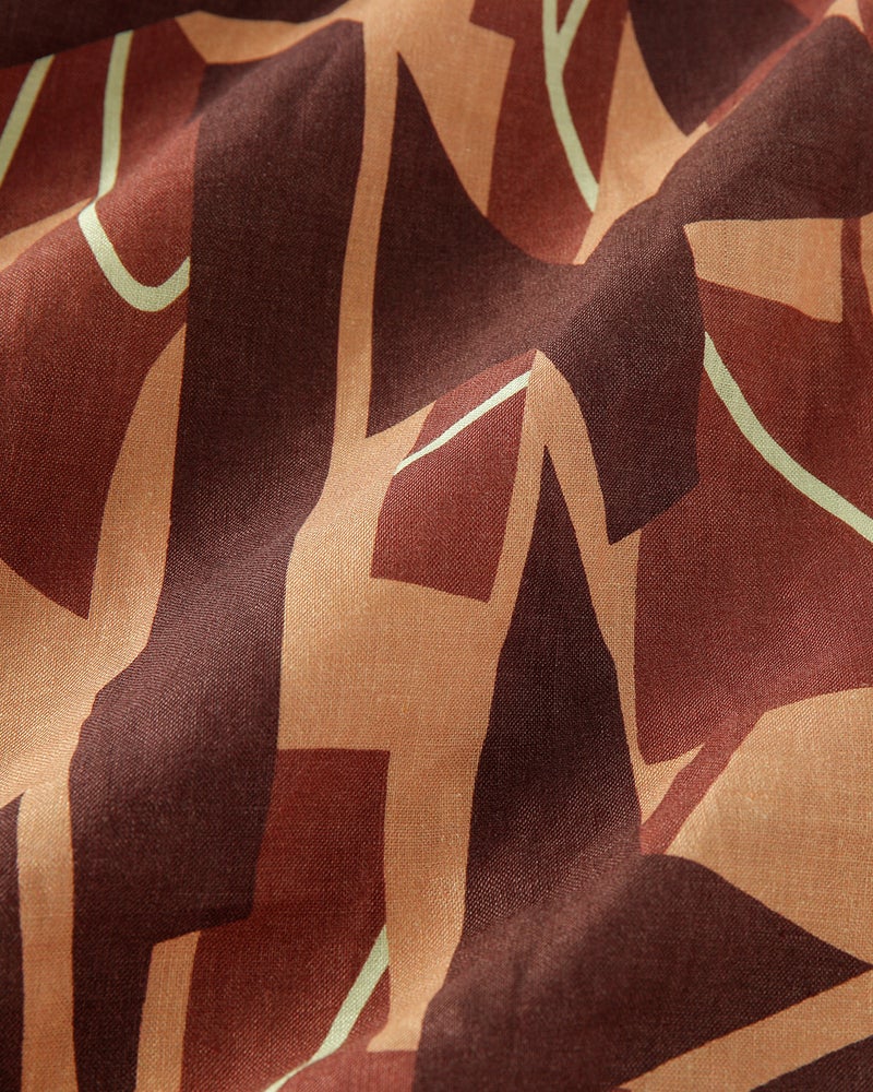 フレンチリネン・ベルト付きスカート／ミディ 詳細画像 ブラウンパターン 5