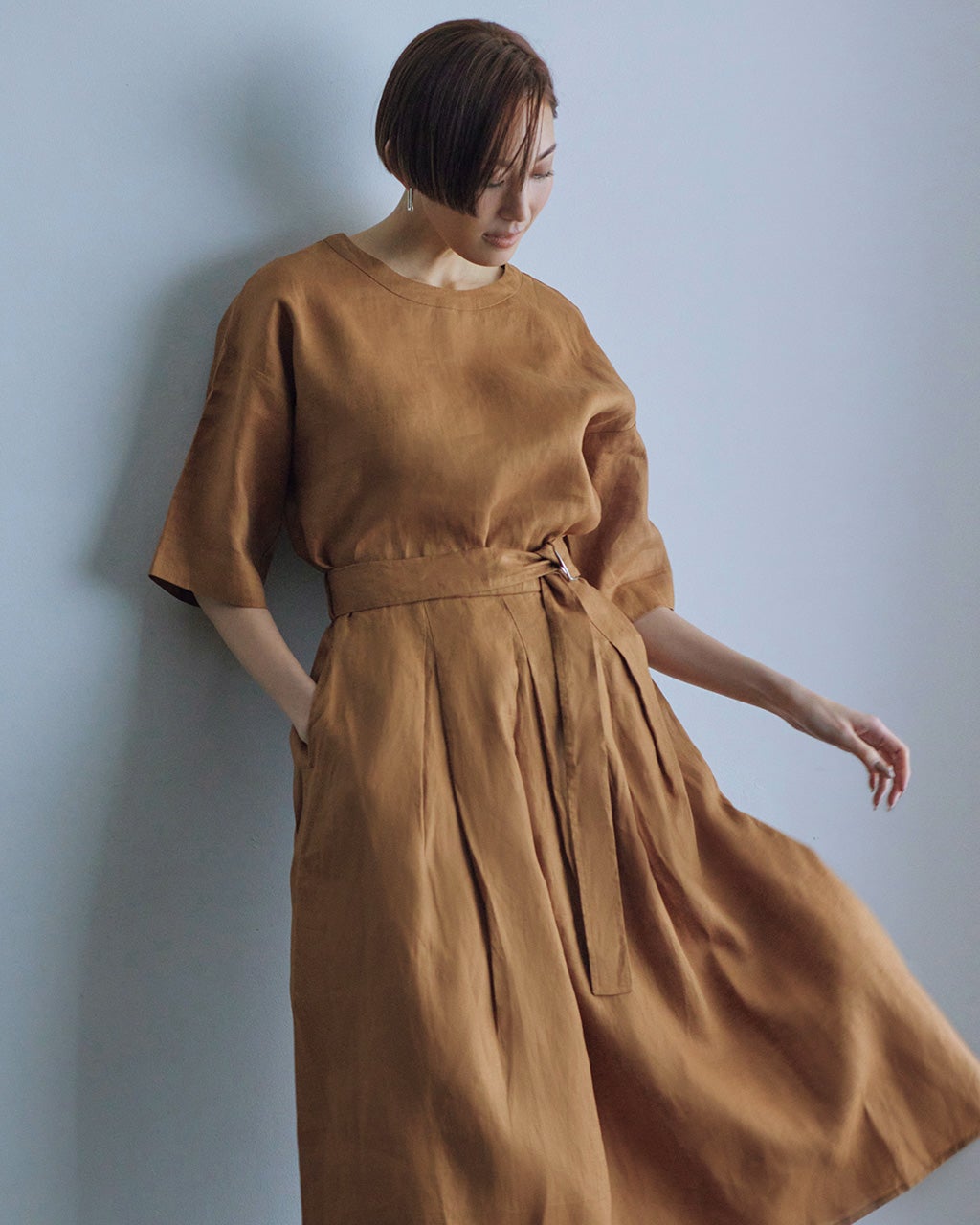 フレンチリネン・5分袖ブラウス/40代50代からのレディース