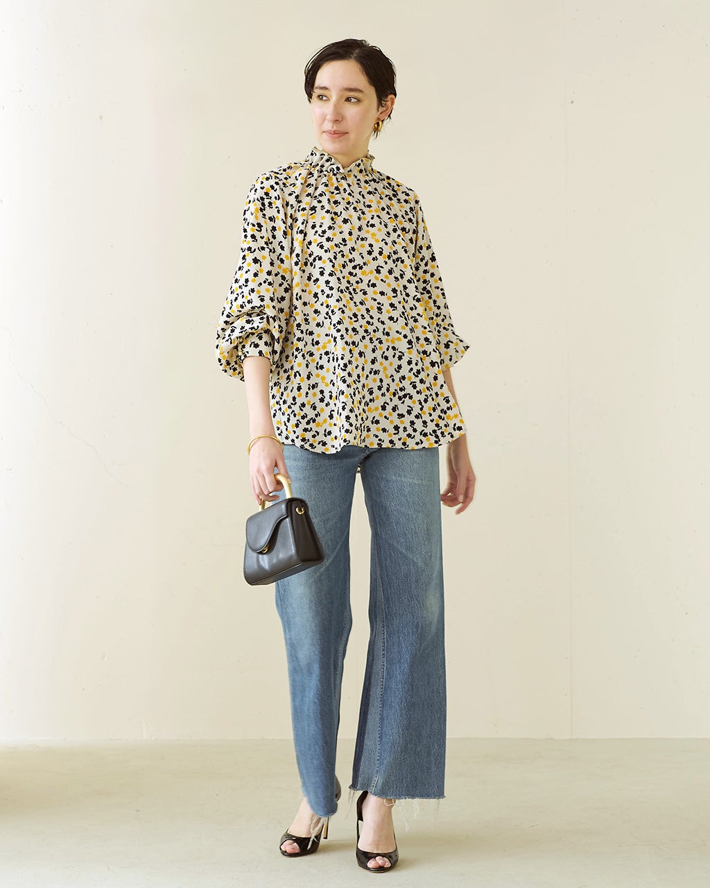 JOURNAL STANDARD◆長袖ブラウス/FREE/コットン/GRN/ストライプ/24-050-400-8010-1-0 コンビパターン・フローラルブラウス/40代50代からのレディース