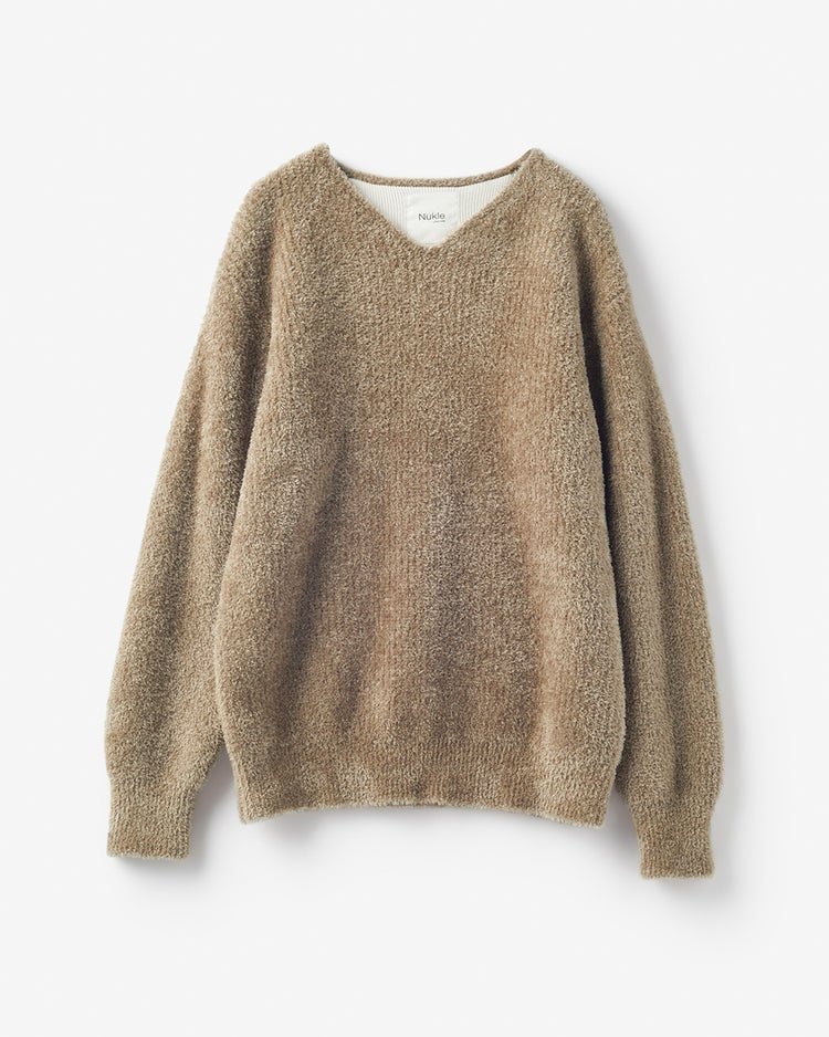 Nukle・テディ浅Vネックプルオーバー 詳細画像 ベージュ 4