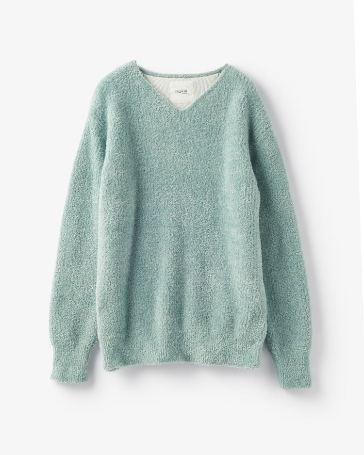 Nukle・テディ浅Vネックプルオーバー 詳細画像 ブルーグリーン 4