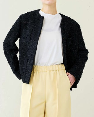スラブ綿ツイード・ノーカラージャケット