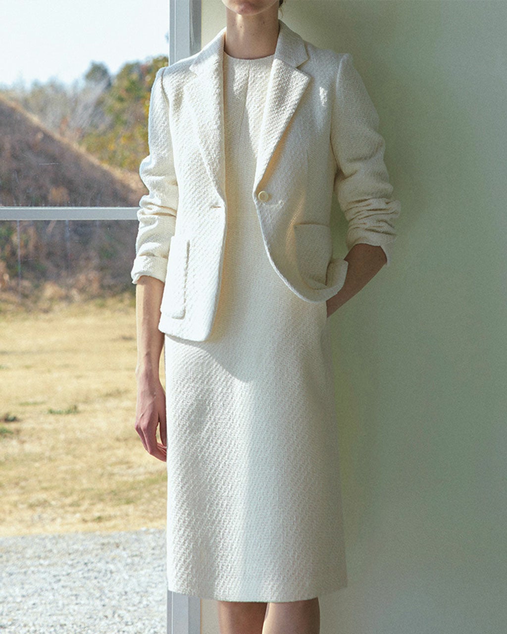 【新品】DOCLASSE ドゥクラッセ ツイードワンピース セレモニー　サイズ7 ツイーディニット・ワンピース/DoCLASSE