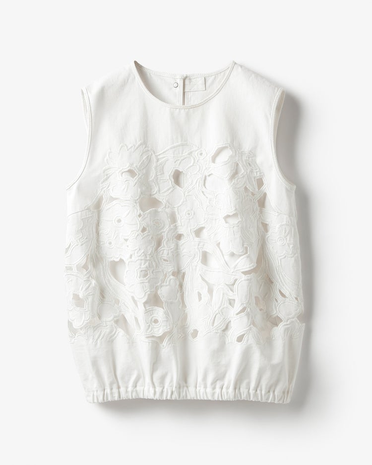 カッティングレース・ノースリーブブラウス 詳細画像 ホワイト 9
