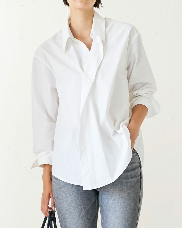 細番手コットン・アシンメトリーシャツ 詳細画像 ホワイト 1