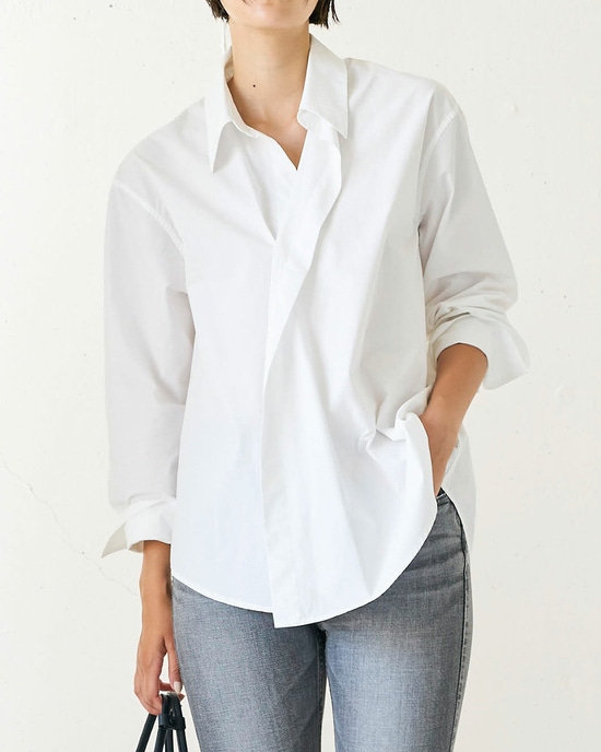 細番手コットン・アシンメトリーシャツ