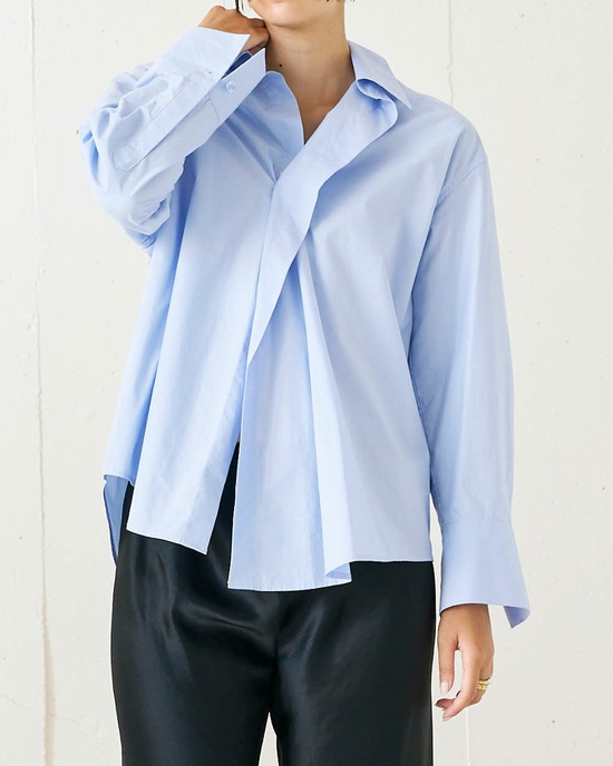 細番手コットン・アシンメトリーシャツ