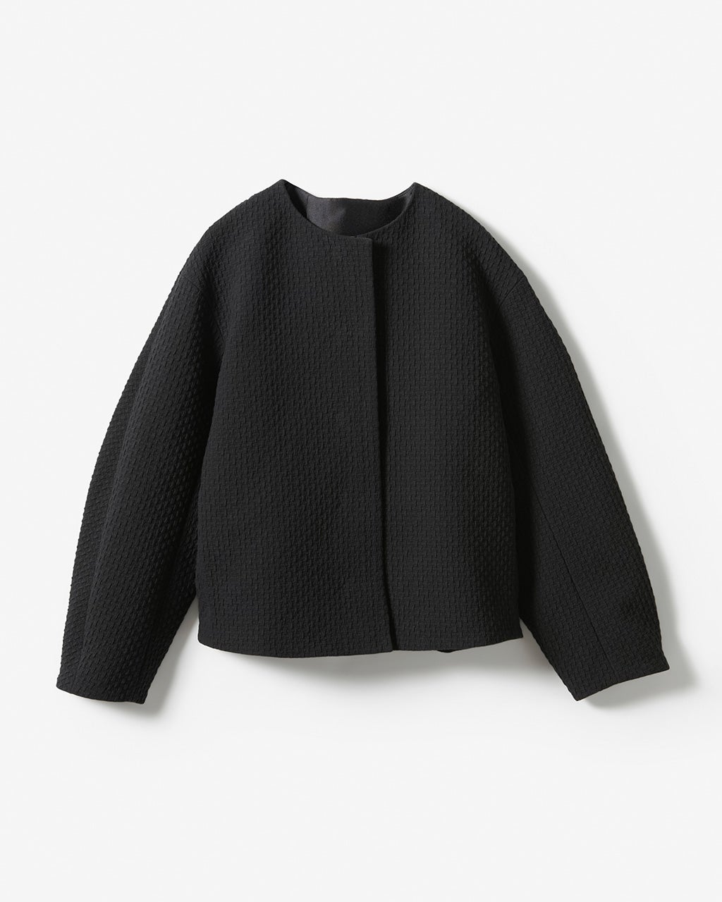 【新品同様】j. ジェイドット　ノーカラージャケット　ストレッチジャカード ストレッチジャカード・ノーカラージャケット/40代50代からの