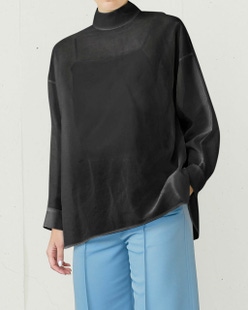 コットンオーガンジー・スタンドカラーブラウス