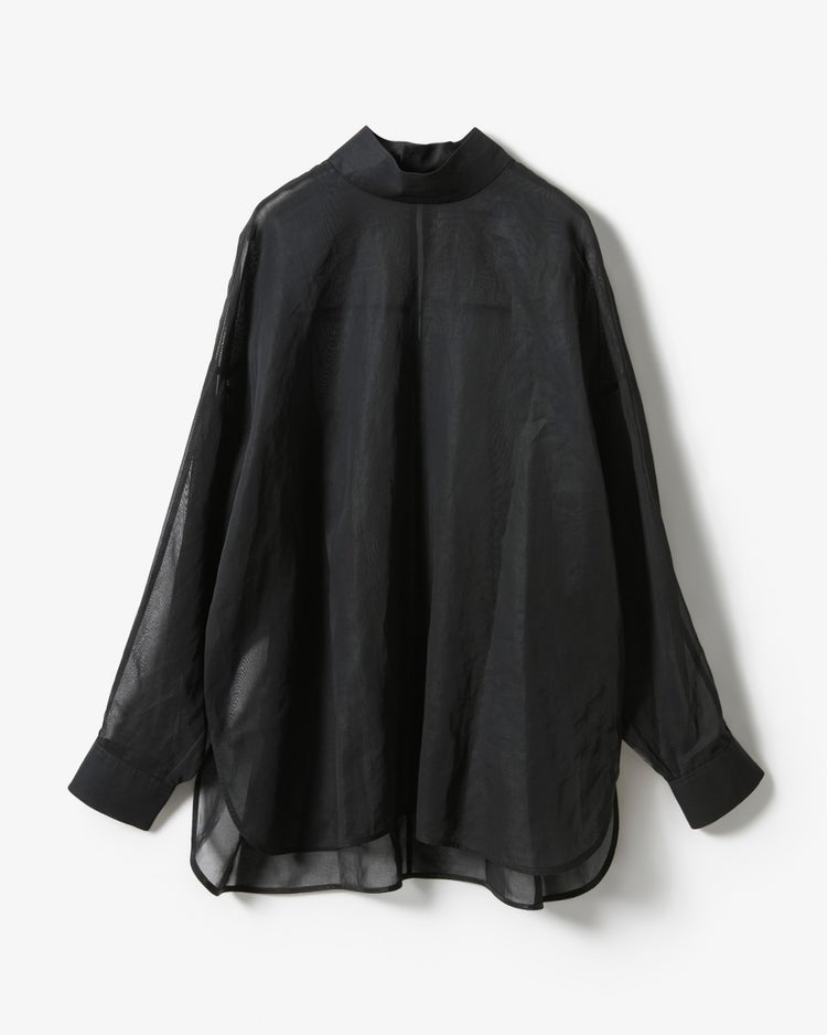 コットンオーガンジー・スタンドカラーブラウス 詳細画像 ブラック 10