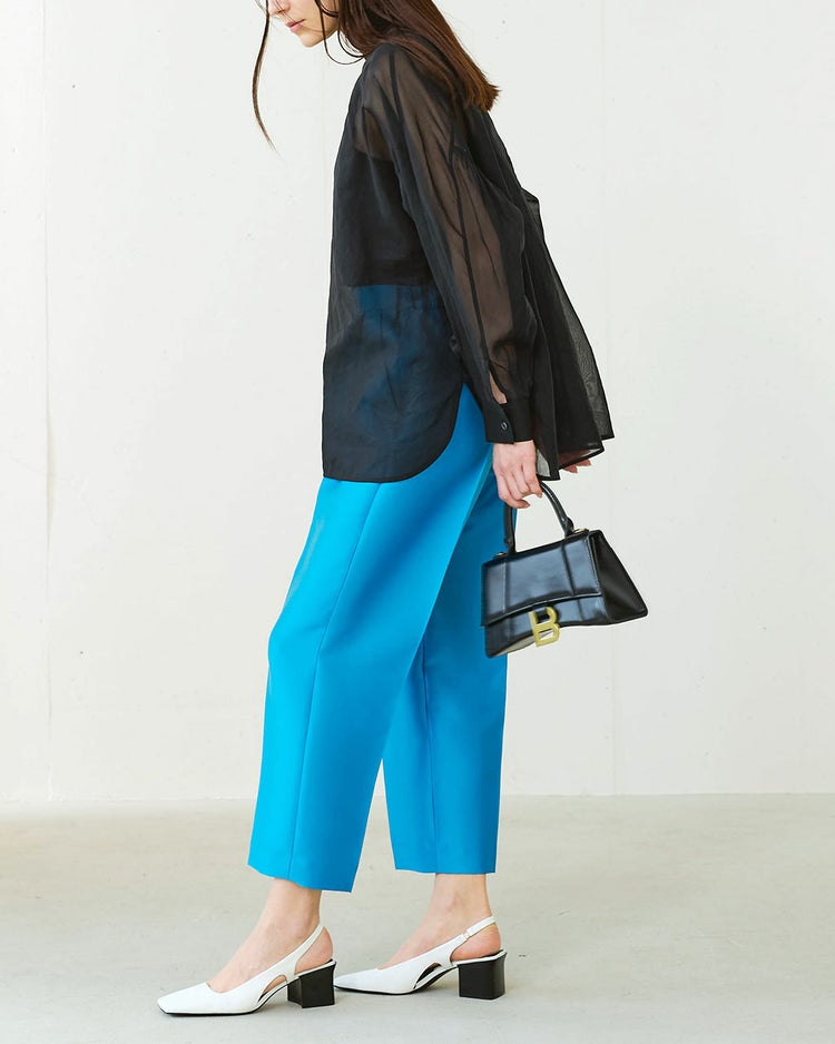 コットンオーガンジー・スタンドカラーブラウス 詳細画像 ブラック 3