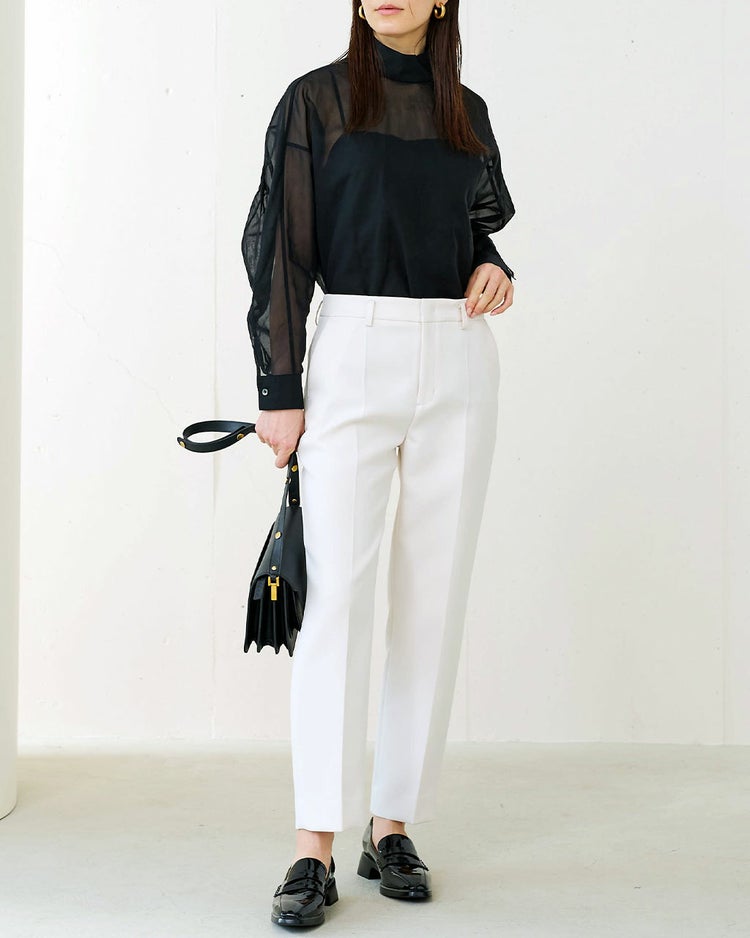 コットンオーガンジー・スタンドカラーブラウス 詳細画像 ブラック 4