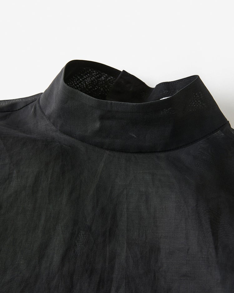 コットンオーガンジー・スタンドカラーブラウス 詳細画像 ブラック 5