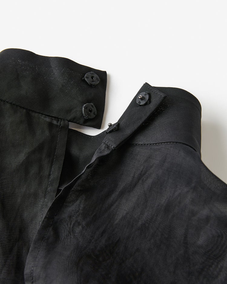 コットンオーガンジー・スタンドカラーブラウス 詳細画像 ブラック 6