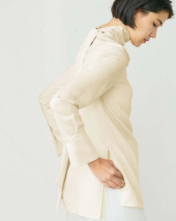 ドレープツイル・スカーフタイブラウス 詳細画像 オフホワイト 2