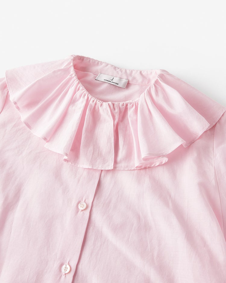 コットンシルクボイル・フリル衿ブラウス 詳細画像 ピンク 4