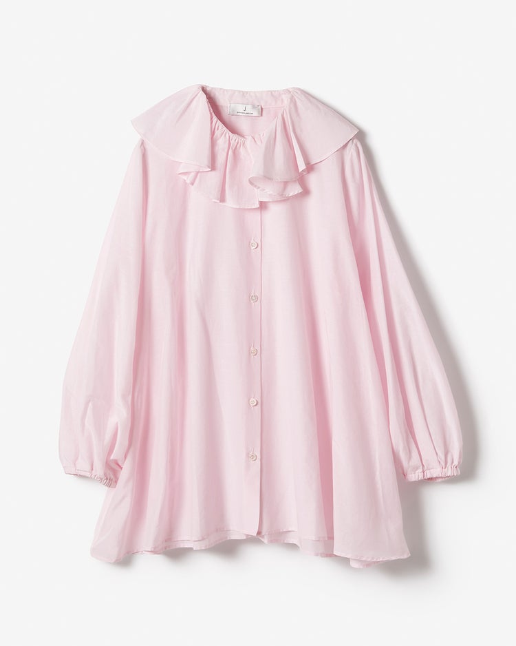 コットンシルクボイル・フリル衿ブラウス 詳細画像 ピンク 7