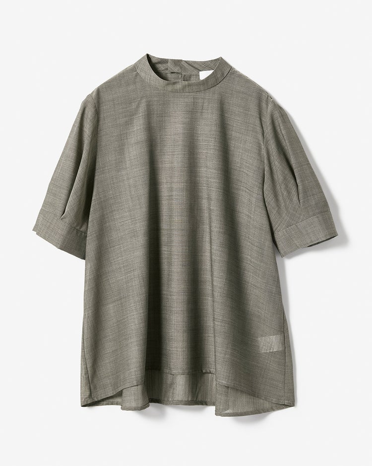 シアーウール・パフスリーブブラウス 詳細画像 ライトグレー 9