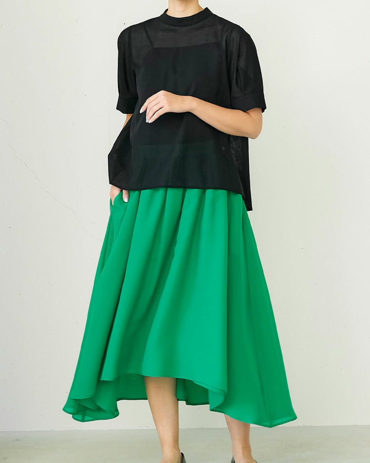 シアーウール・パフスリーブブラウス 詳細画像 ブラック 3