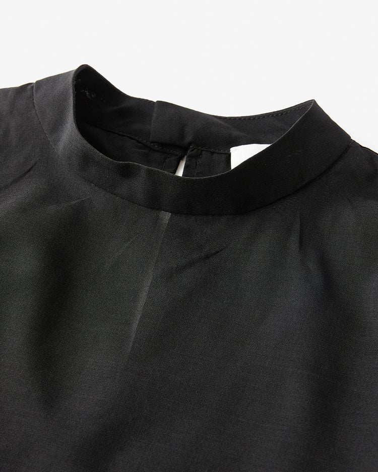 シアーウール・パフスリーブブラウス 詳細画像 ブラック 5