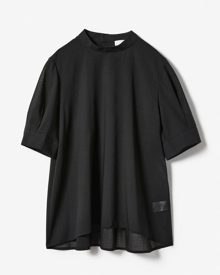 シアーウール・パフスリーブブラウス 詳細画像 ブラック 9