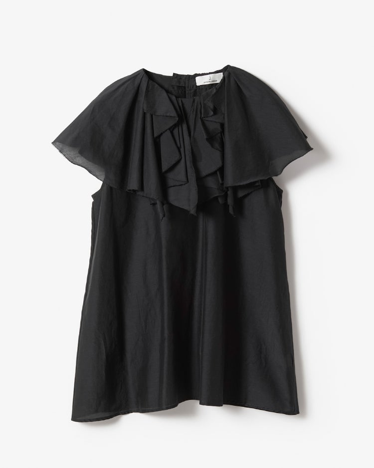 コットンシルクボイル・ラッフルブラウス 詳細画像 ブラック 6