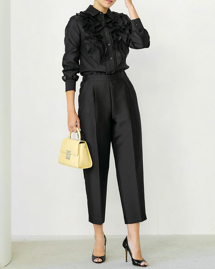 オーガンジー・フリルブラウス 詳細画像 ブラック 3