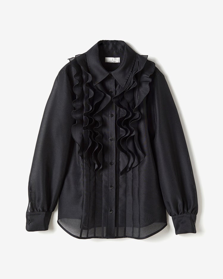オーガンジー・フリルブラウス 詳細画像 ブラック 7