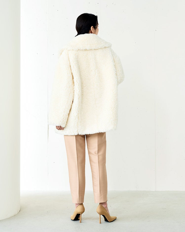 エコファー・ダブルブレストコート 詳細画像 ホワイト 4