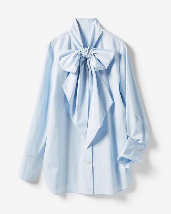 双糸コットン・ボウタイブラウス