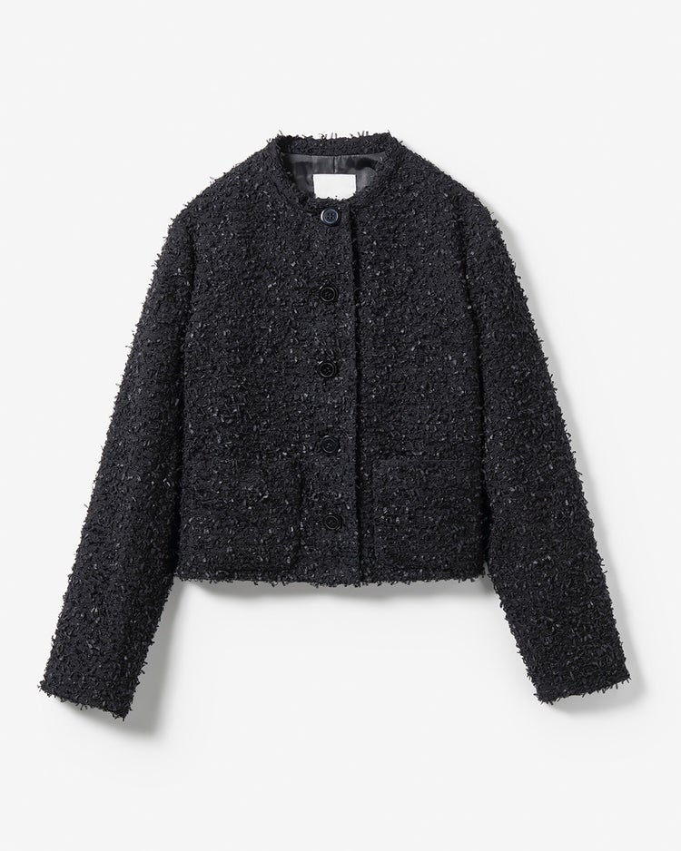 尾州ジャカード・ノーカラージャケット 詳細画像 ブラック 10