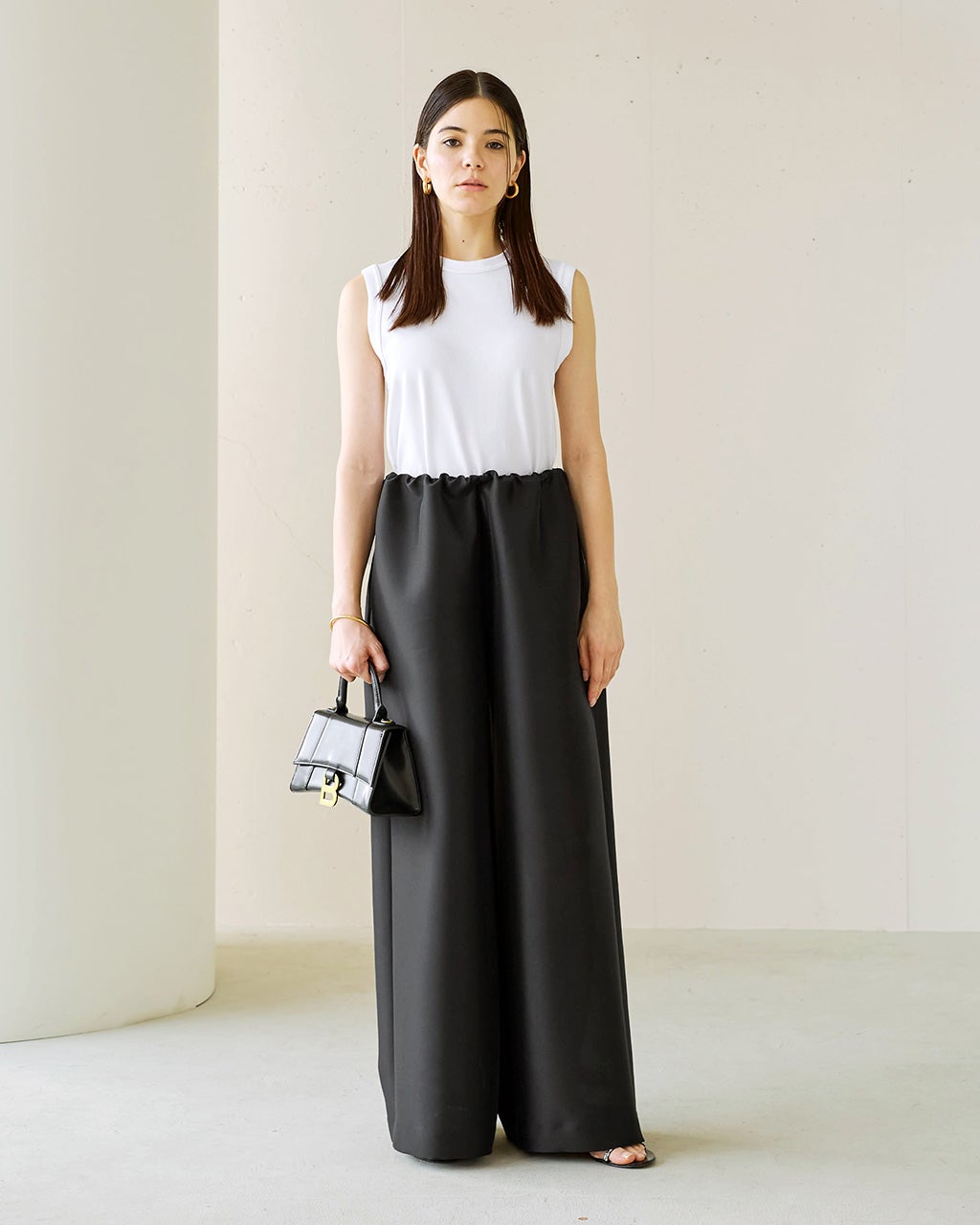 オクタダブルクロス・ギャザーパンツ/40代50代からのレディース