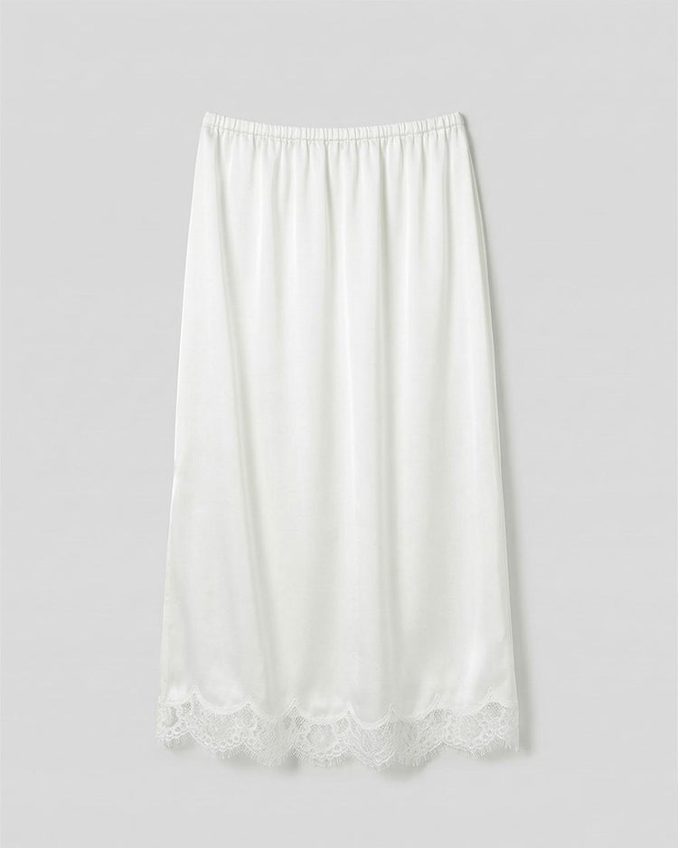 トリアセサテン・裾レーススカート 詳細画像 オフホワイト 1
