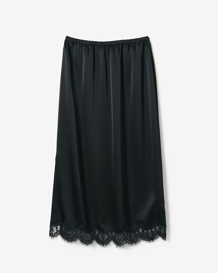 トリアセサテン・裾レーススカート 詳細画像 ブラック 8