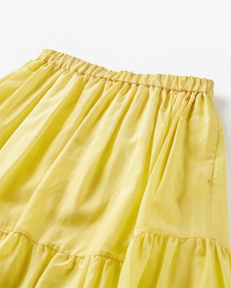 シルクコットン・ティアードスカート 詳細画像 イエロー 2
