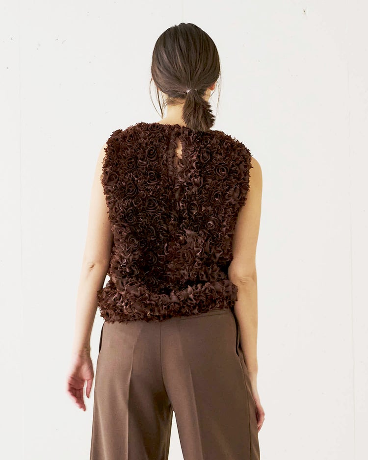 ローズチュール・ノースリーブブラウス 詳細画像 ブラウン 2