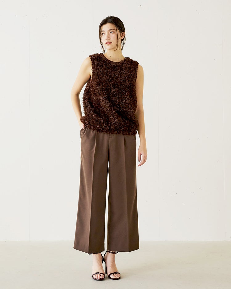 ローズチュール・ノースリーブブラウス 詳細画像 ブラウン 4