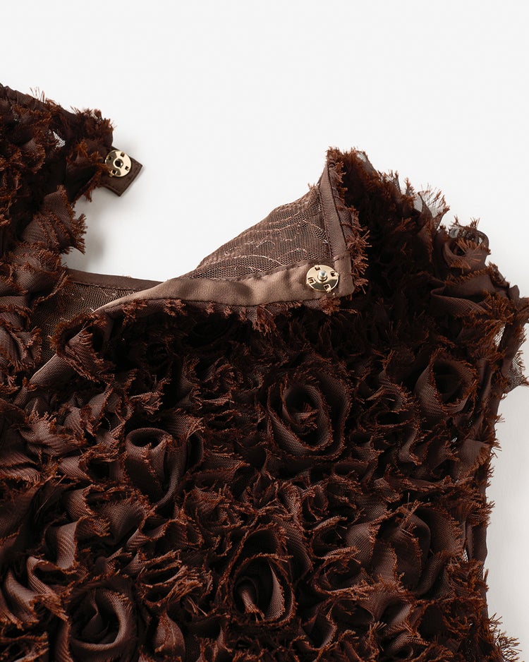 ローズチュール・ノースリーブブラウス 詳細画像 ブラウン 6