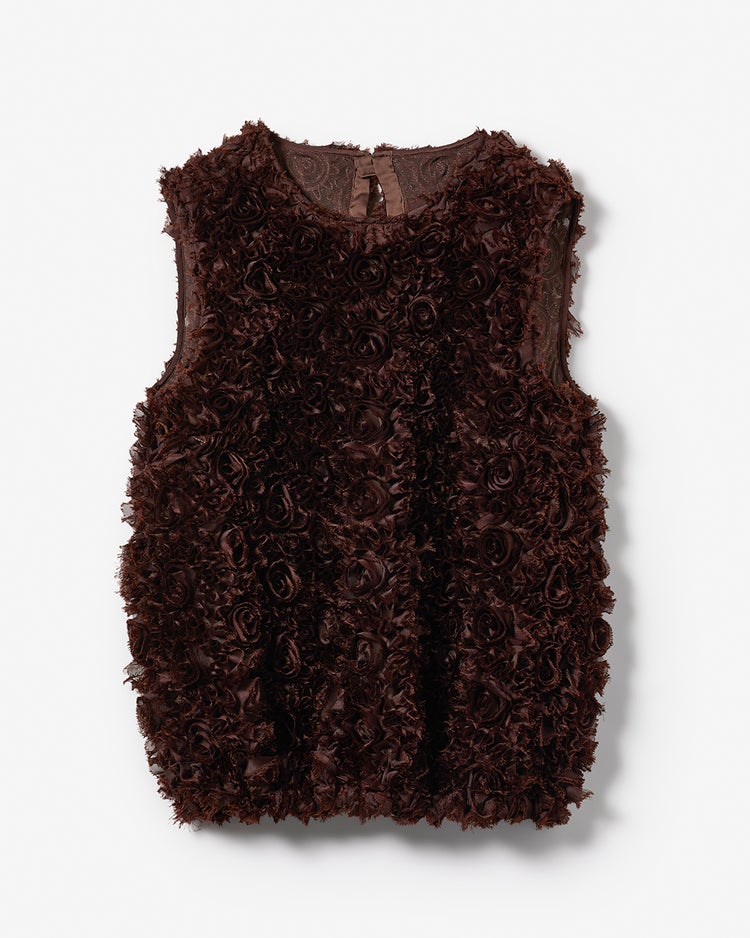 ローズチュール・ノースリーブブラウス 詳細画像 ブラウン 8