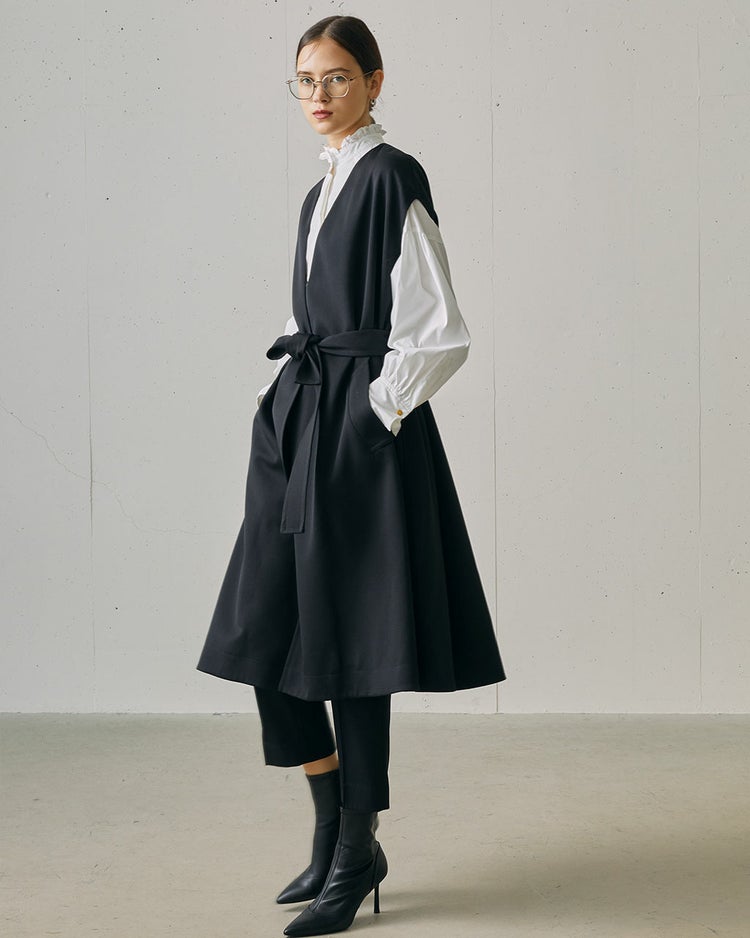 ヴァージンウール混・ツイルジレコート 詳細画像 ブラック 3