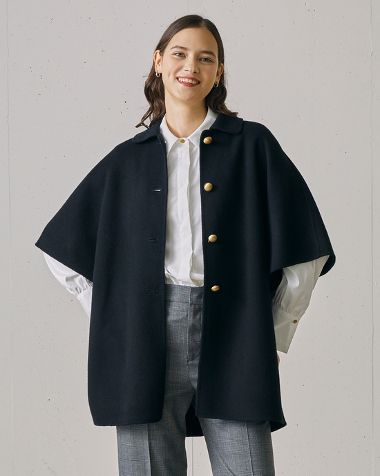 プレミアムウールリバー・ポンチョハーフコート