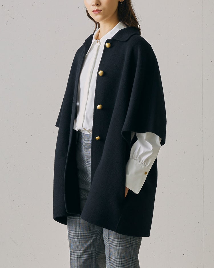 プレミアムウールリバー・ポンチョハーフコート 詳細画像 ブラック 3